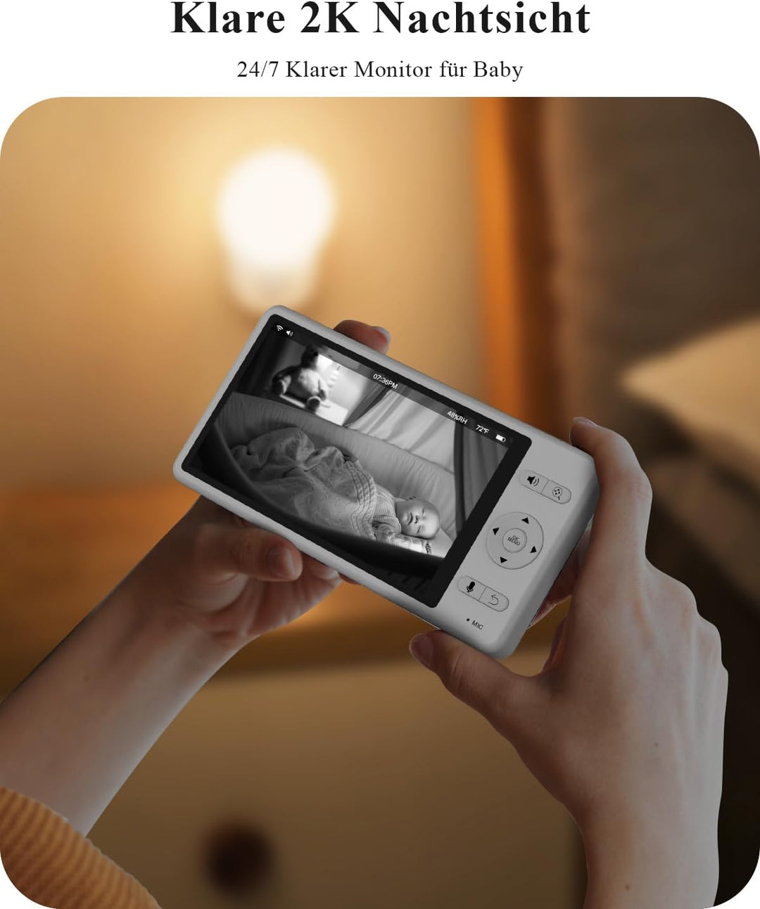 WUUK 2K/3MP Babyphone mit Kamera, 5.5 Zoll Display mit 360° PTZ Baby Monitor, 135° Weiter Blickwinke