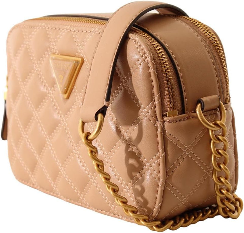 GUESS Damen Giully Camera Bag Umhängetasche, Kamera Beige, Beige