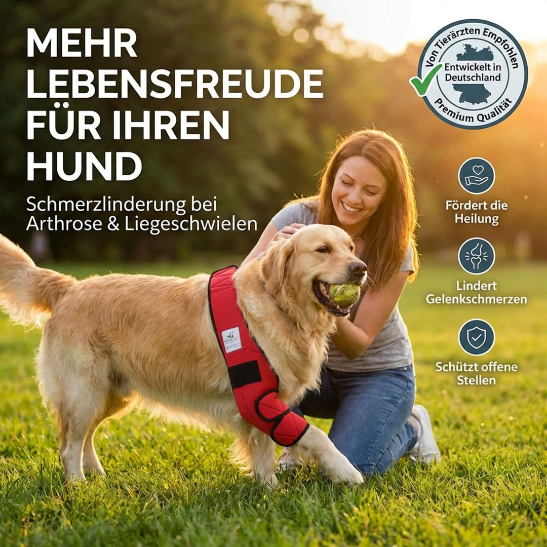 Nature Pet ® Ellenbogenbandage Hund/Ellenbogenschoner mit Netzeinsatz für Kühl- oder Wärmepads ideal