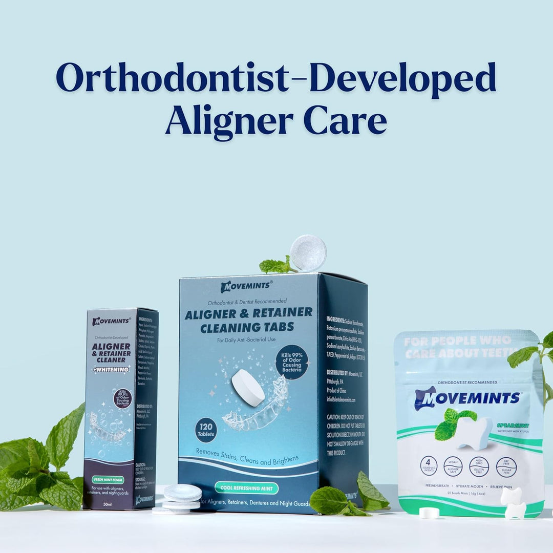 Movemints Clear Aligner Mints – Patentierte Aligner Sitzminzbonbons – essbare Alternative zu Aligner