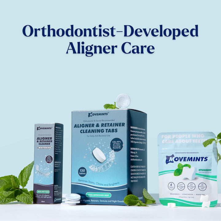 Movemints Clear Aligner Mints – Patentierte Aligner Sitzminzbonbons – essbare Alternative zu Aligner