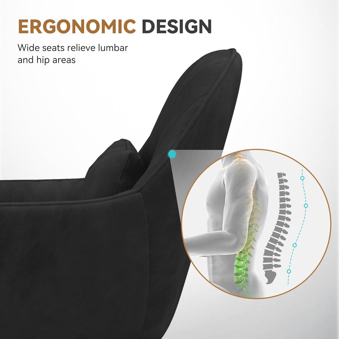 Homeoffice Stuhl, SamtStuhl mit Kopfkissen, 360° drehbar Höhenverstellbar Bürostuhl ergonomisch, Sch