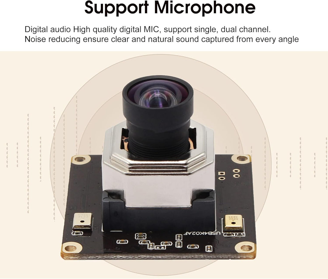 Svpro Autofokus 4K USB-Kameramodul mit Mikrofon, Ultra HD Mini-USB-Kameraplatine mit 100 Grad Weitwi