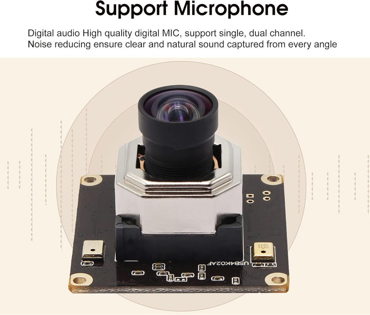 Svpro Autofokus 4K USB-Kameramodul mit Mikrofon, Ultra HD Mini-USB-Kameraplatine mit 100 Grad Weitwi