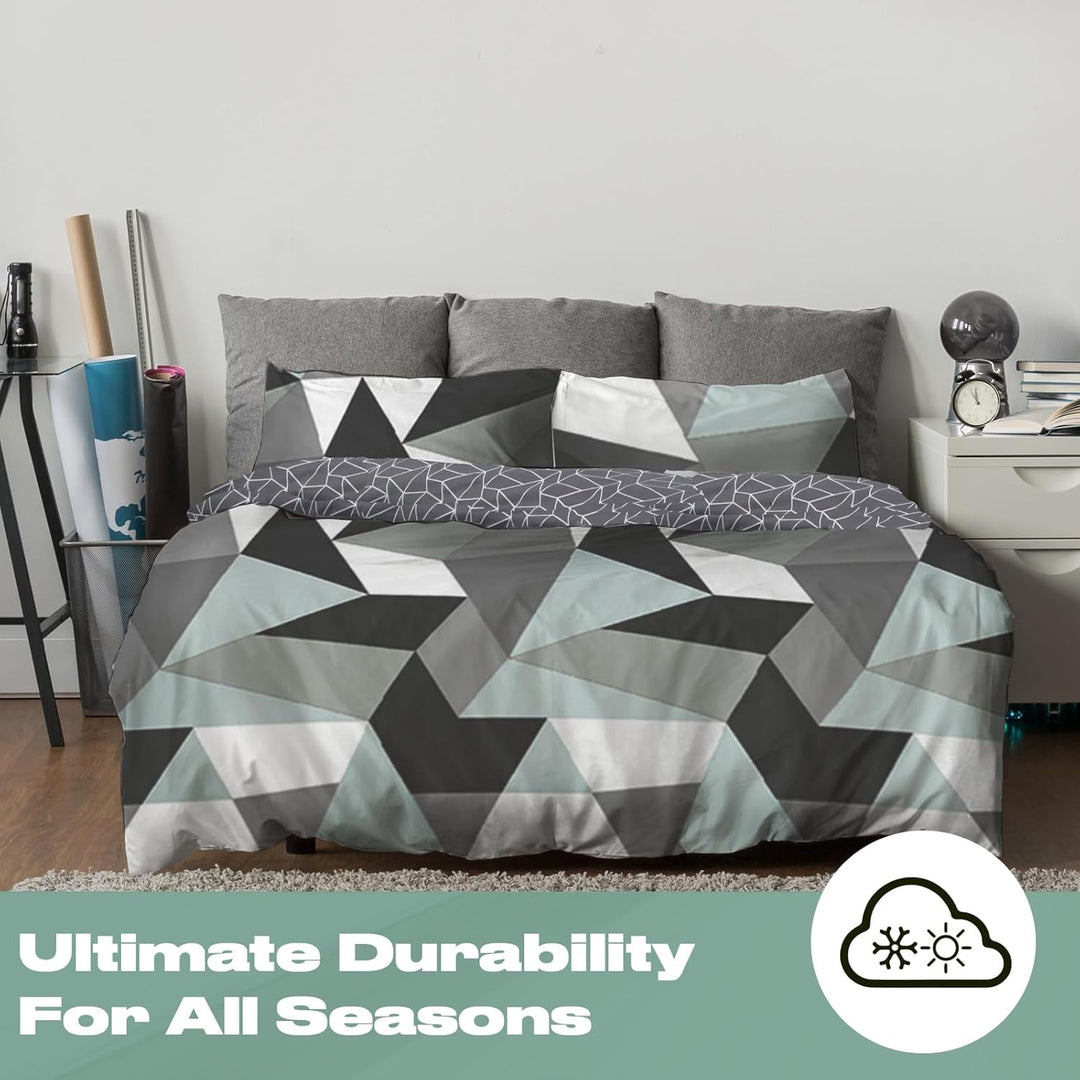 DREAMSCENE Formen Bettbezug mit Kissen Fall Bettw�sche-Set, Polyester-, schwarz, Double Full Geometr