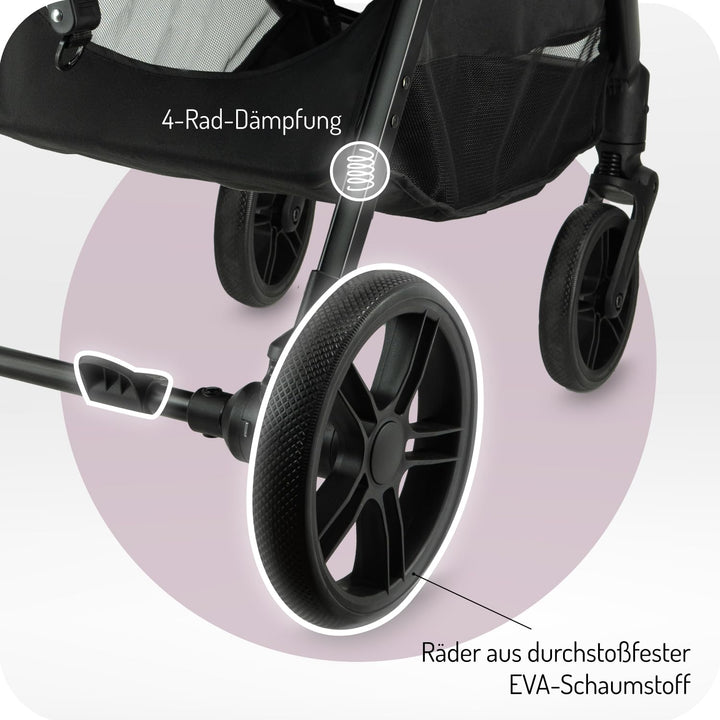 MoMi Kinderbuggy CLARA, Kinderwagen ab dem 6. Lebensmonat, bis 22 kg Körpergewicht, 5-Punkt-Sicherhe