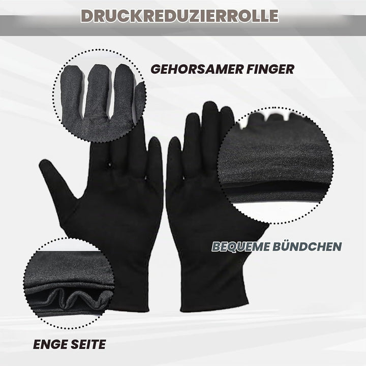 12 Stück Baumwollhandschuhe Schwarz, Dünne Baumwollhandschuhe für Handpflege und Schmuckuntersuchung