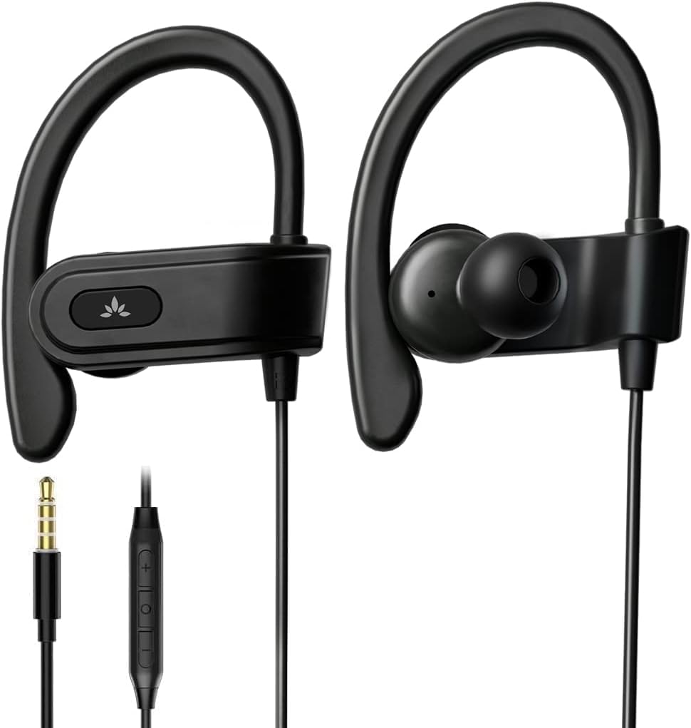Avantree E171 - AUX 3.5mm Sport Kopfhörer kabelgebunden mit Mikrofon, schweissfest, zum Laufen, Over