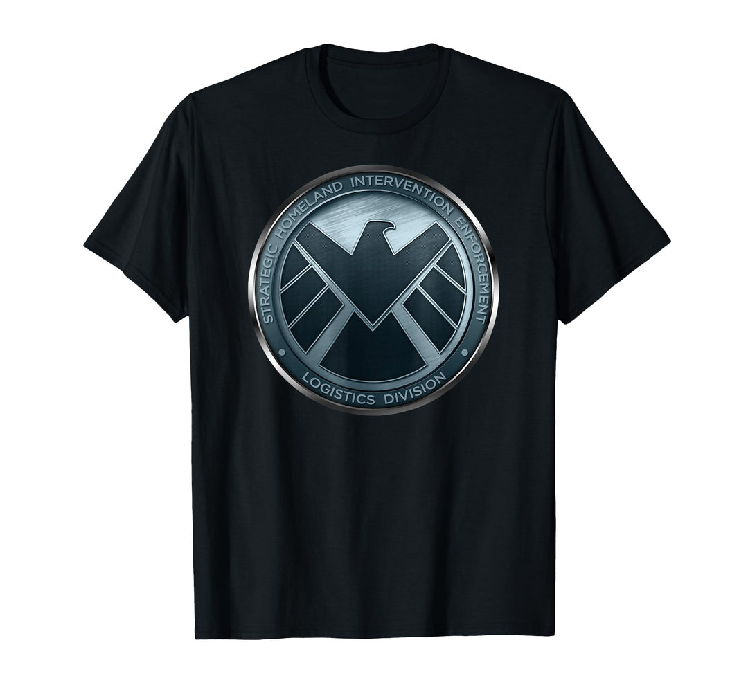 Mens Marvel Agents of S.H.I.E.L.D. Eagle Shimmer Badge T-Shirt Large Black