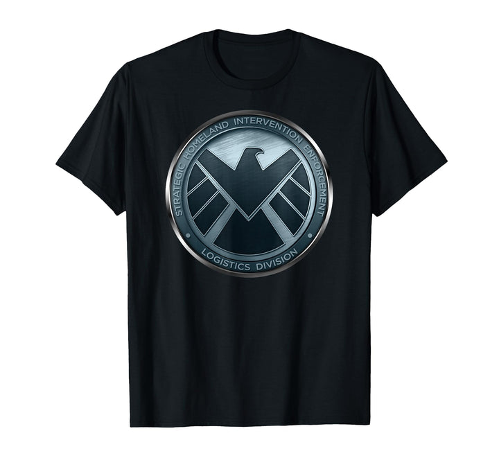 Mens Marvel Agents of S.H.I.E.L.D. Eagle Shimmer Badge T-Shirt Large Black