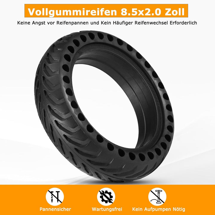8,5 Zoll Reifen Scooter Vollgummi für Xiaomi Pro2/1S/M365/Pro/Mi3, Vollgummireifen E Scooter 8,5 x2.
