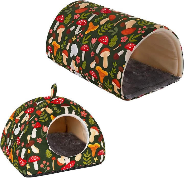 Meerschweinchen Haus & Tunnel Set 2 Stück Plüsch Halbgeschlossenes Meerschweinchen Kuschelhöhle mit