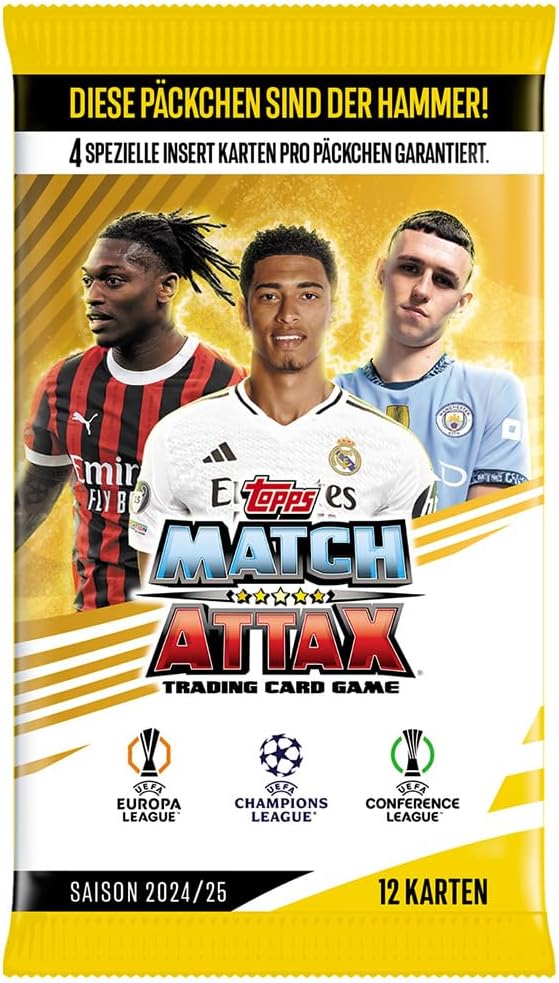 Bundle mit Match Attax CL 2024/25 - Trading Cards + Exklusive Collect-it Hüllen (1 Leere Sammelmappe