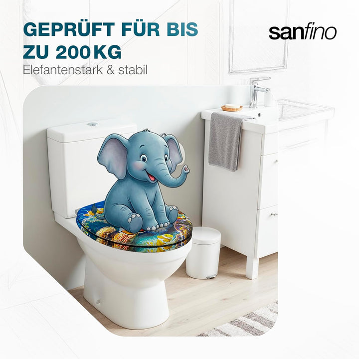 SANFINO® Premium WC Sitz mit Absenkautomatik – hochwertige Toilettendeckel aus Holz, viele bunte Mot