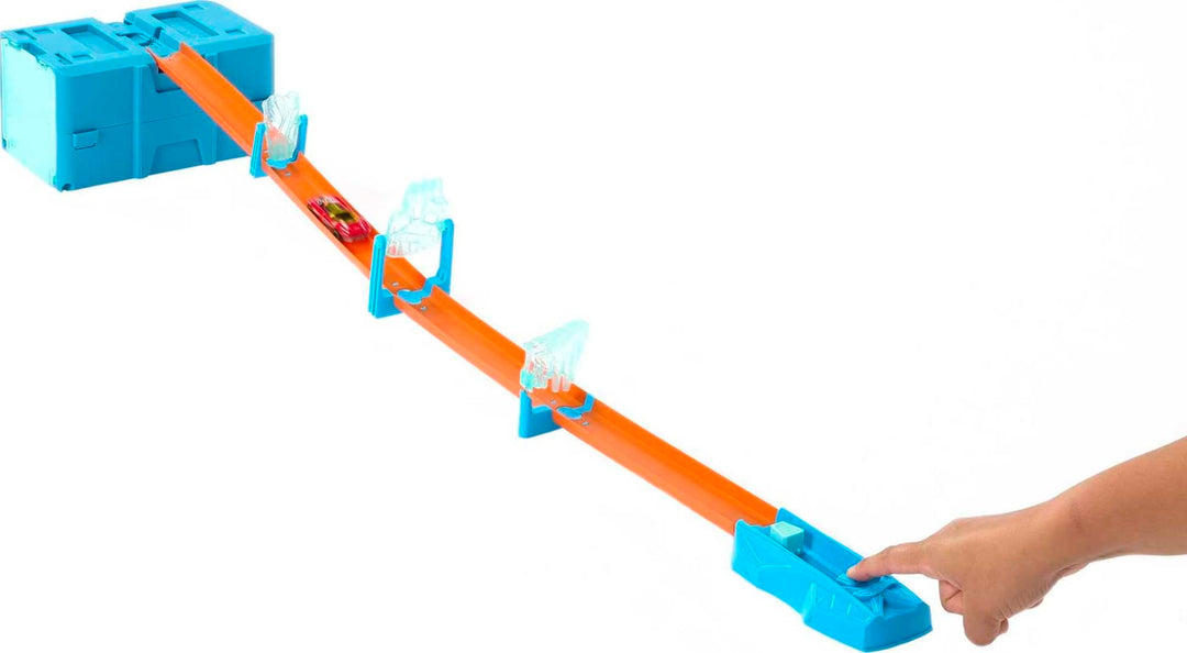 Hot Wheels Track Builder EIS-Crash Set - Track im EIS-Design, Fahrzeug, Container zur Aufbewahrung,