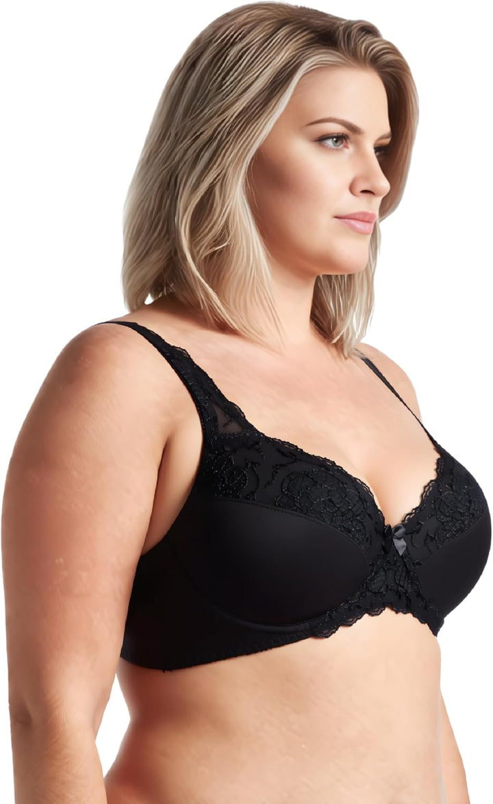 Curve Muse Damen Übergrösse Minimizer Bügel-BH mit Stickspitze - 2er Pack 75C Marine,weiss,schiefer(