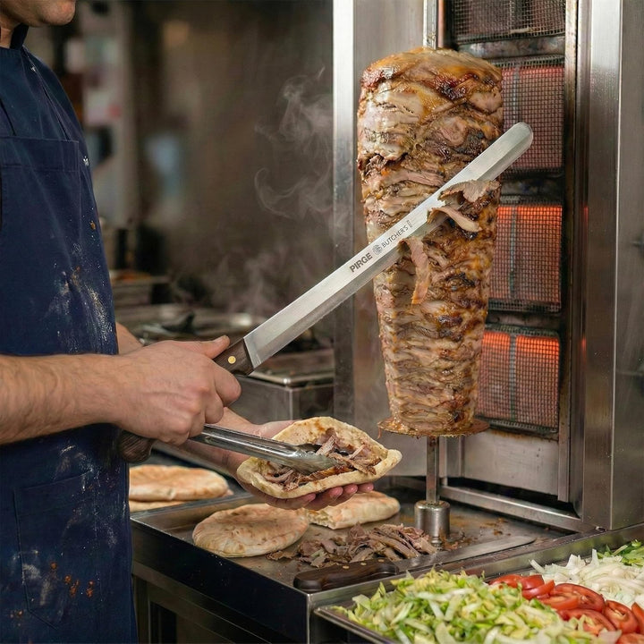 Pirge Sultan Pro Dönermesser 36 cm Schmal - Aufschnittmesser - Schärfstes Döner Langmesser - Schneid
