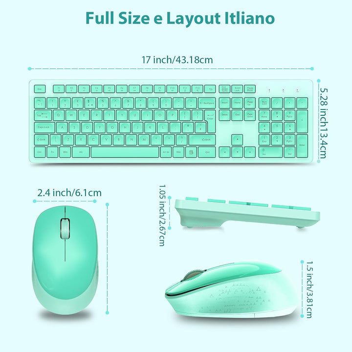 LeadsaiL Kabellose Tastatur und Maus, Set aus Maus und Tastatur für Computer USB 2,4 GHz, volle Grös