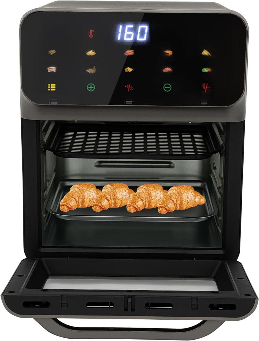Heissluftfritteuse Backofen 13L Dörrautomat Minibackofen mit LED-Touchscreen, Ober-/Unterhitze, 15-6