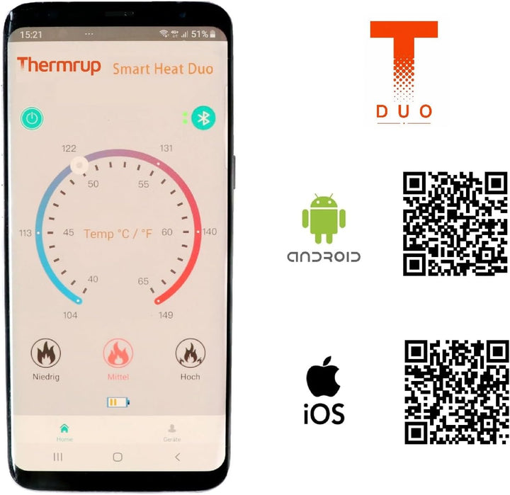 Thermrup Smart beheizbare Einlegesohle App gesteuert,Grösse: