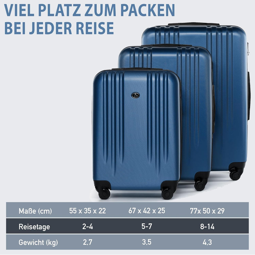 FERGÉ Kofferset Hartschale 3-teilig Marseille Trolley-Set - Handgepäck 55 cm, L und XL 3er Set Harts