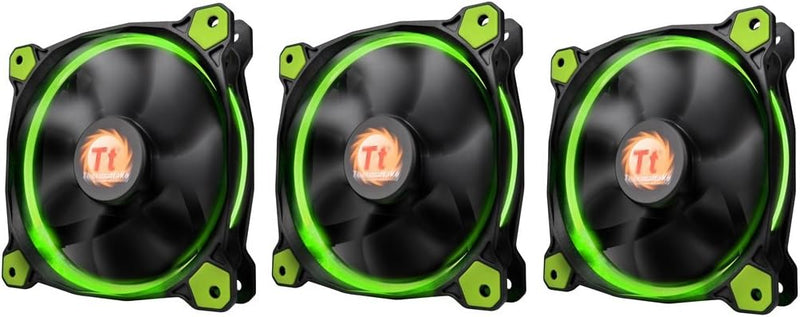 Thermaltake CL-F055-PL12GR-A Riing 12 LED Gehäuselüfter, 3er Set grün