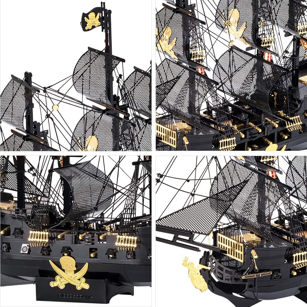 Piececool 3D Puzzle Metall Piratenschiff Black Pearl, 3D Metal Puzzle Segelboot Schiffsset, Modell S