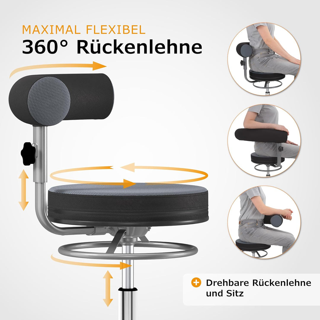 Sanus Gesundheitsstuhl mit höhenverstellbarer Lehne, Sitzhöhe standard (42-51 cm), Stoffbezug, grau/