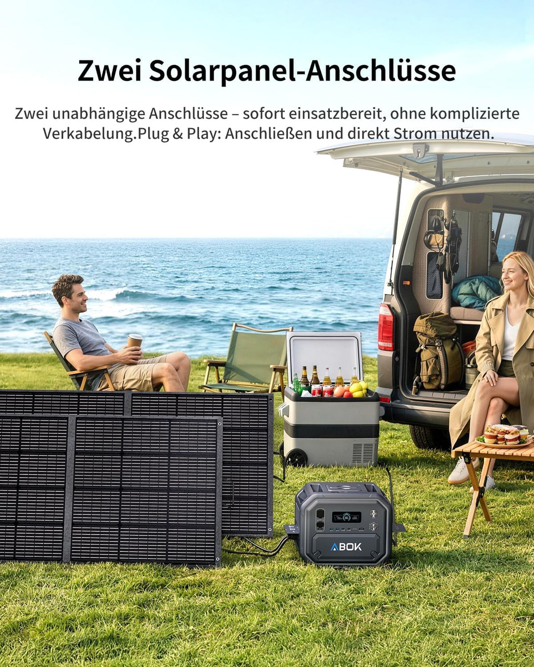 ABOK Ark2500 Tragbare Powerstation, 2160Wh LiFePO4, 2500W AC, USV &amp; App, Solargenerator mit AC+Solar
