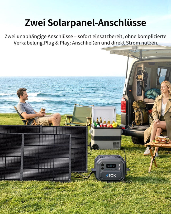 ABOK Ark2500 Tragbare Powerstation, 2160Wh LiFePO4, 2500W AC, USV &amp; App, Solargenerator mit AC+Solar