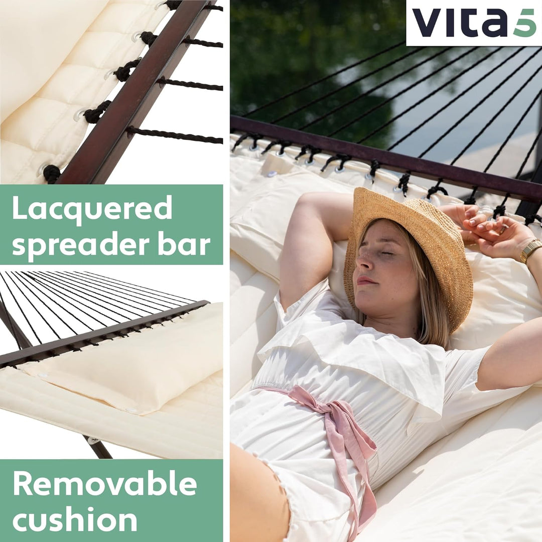 VITA5 Hängematte mit Gestell und Beistelltisch - Hängematte Outdoor für den Garten, Pool & Balkon -
