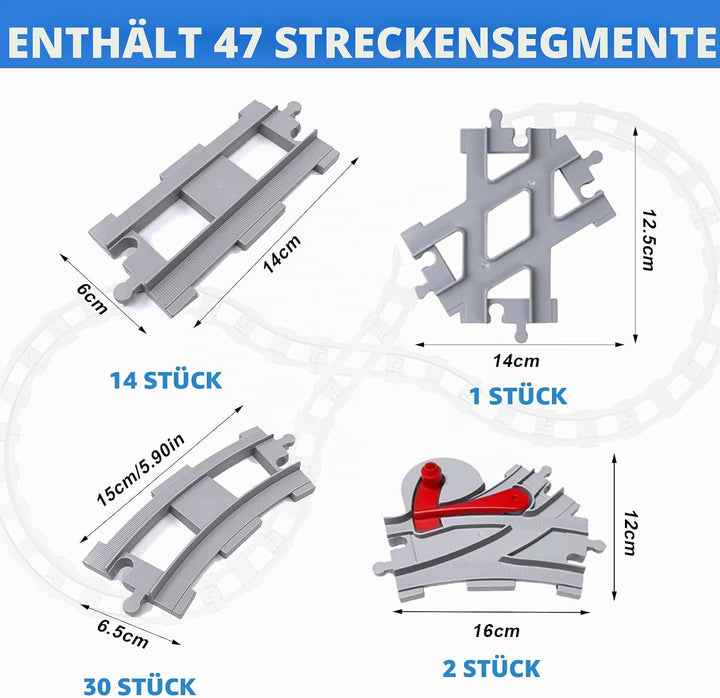 47 Stück Bausteine Zug Schienen Set, Schienen Eisenbahn Schienen Set,Kompatibel mit dem Marktführer,
