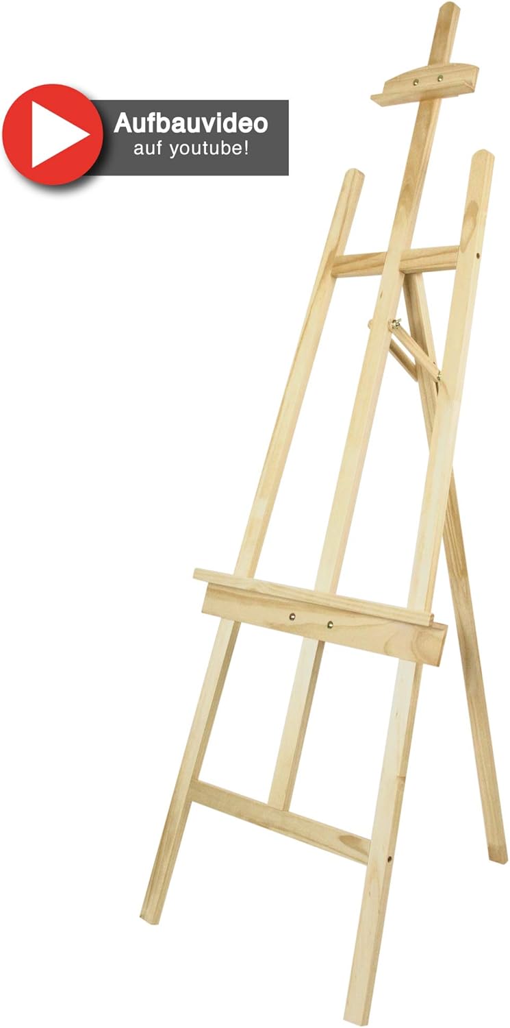 Paintersisters Akademie Staffelei EASY 175 – Keilrahmen bis 128 cm, Kiefernholz, Atelierstaffelei zu