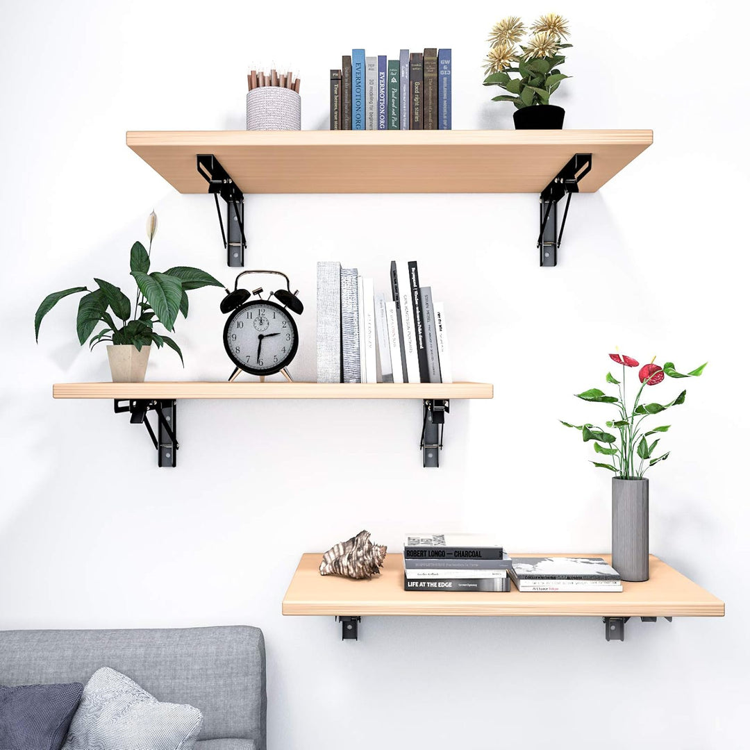 Beinhome 2ST Klappkonsole Schwerlast 400mm Regalträger Klappbar Schwarze Klappregal Halterungen Tisc