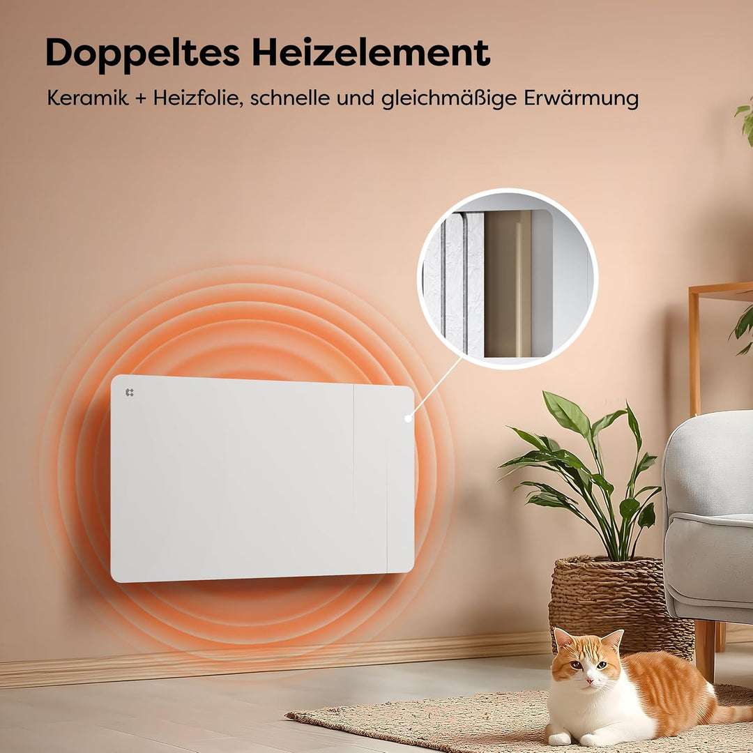 CIARRA CBHTD15A-W Keramik Elektroheizung 1500 W - WiFi Konvektor Heizung für ca. 20 m², für ca. 20 m