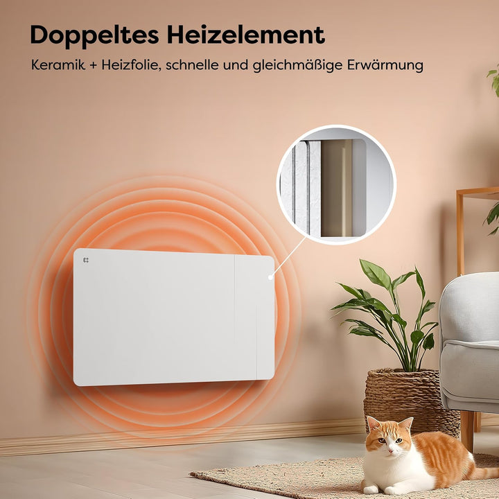 CIARRA CBHTD15A-W Keramik Elektroheizung 1500 W - WiFi Konvektor Heizung für ca. 20 m², für ca. 20 m