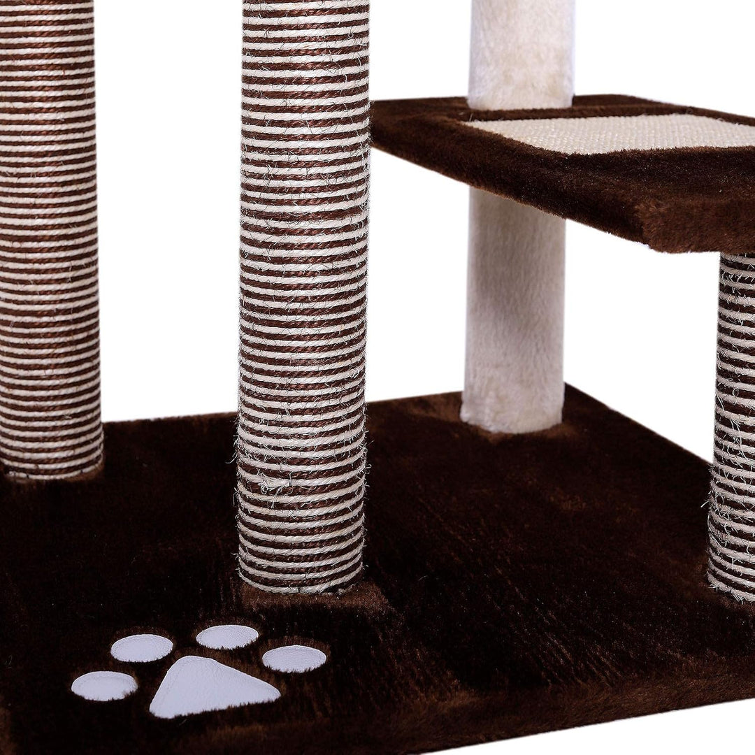 lionto Kratzbaum für Katzen mit 3 Plateaus & gemütlicher Liegefläche, Höhe 100 cm, Katzenbaum mit Si
