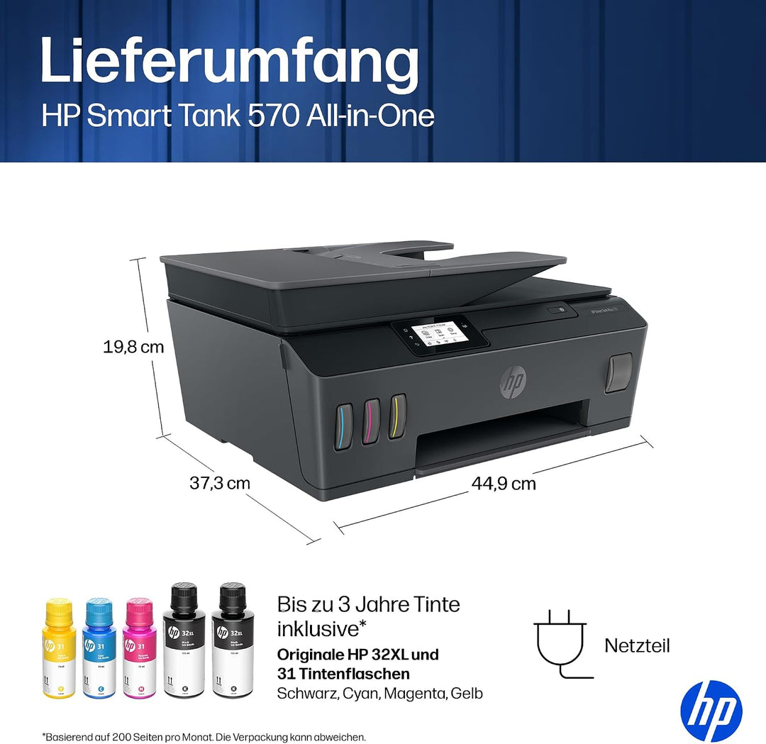 HP Smart Tank Plus 570 Multifunktionsdrucker (Drucker, Scanner, Kopierer, WLAN, AirPrint, 3-in-1, in