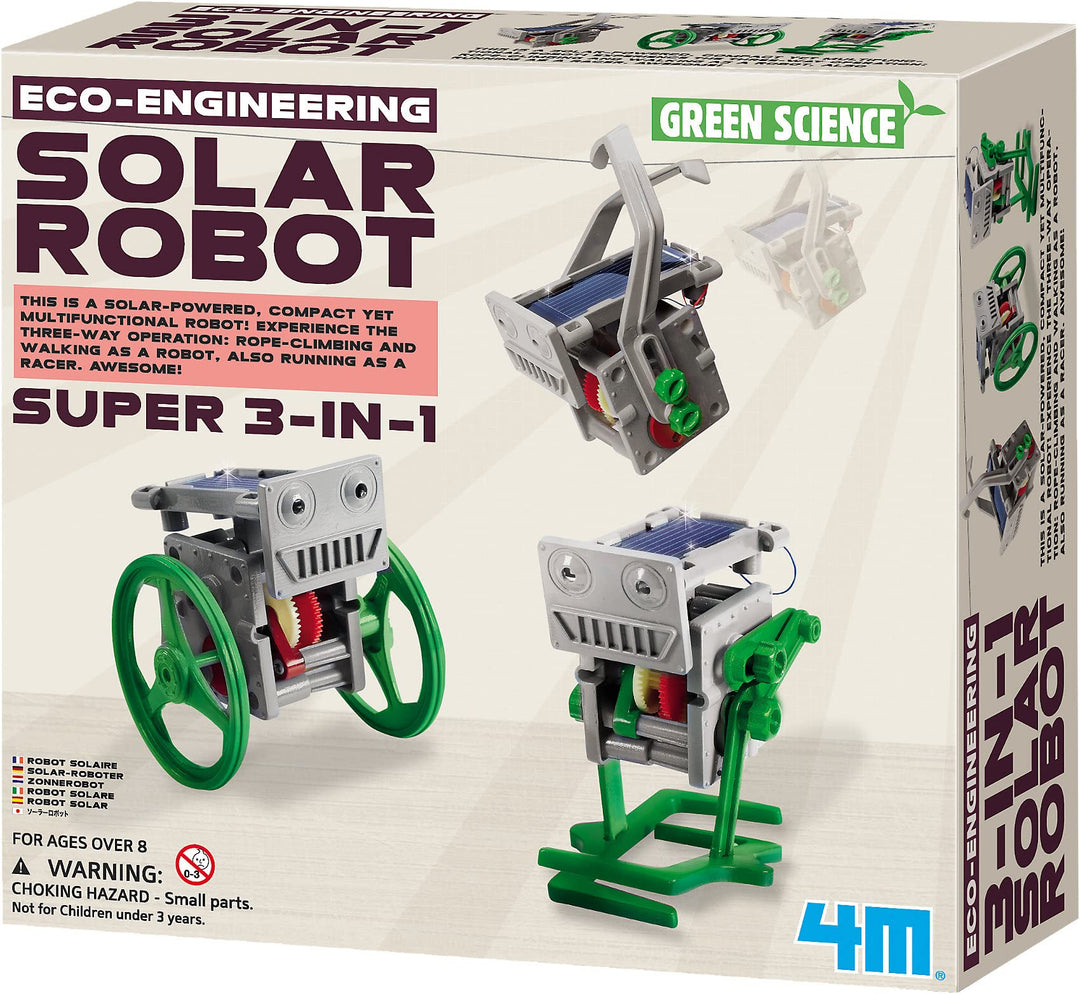 4M Green Science - Mini Solar Roboter 3-in-1 | Solarspielzeug für Kinder | Beweglicher Roboter, wand