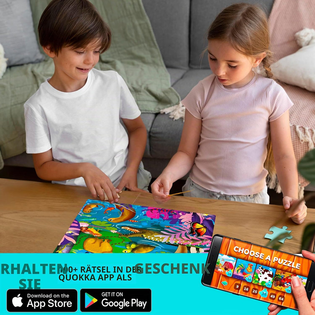 QUOKKA Puzzles für Kleinkinder 3-5 - 4 x 48 Teile Bodenpuzzles für Kinder im Alter von 3-4 Jahren -