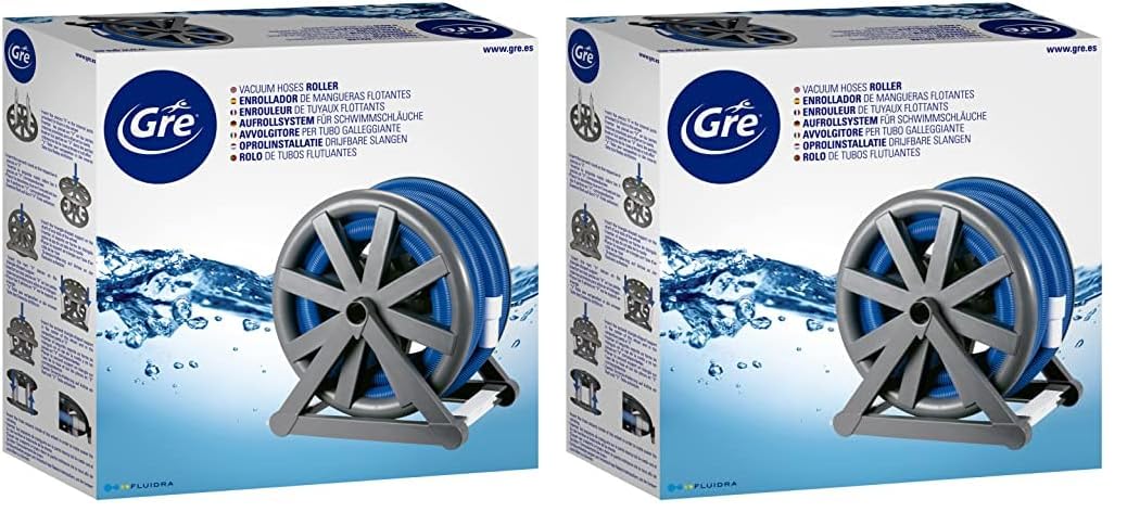 Gre 90165 - Aufroller für schwimmende Schläuche bis zu 15 m, graue Farbe (Packung mit 2) 64x38x64 cm