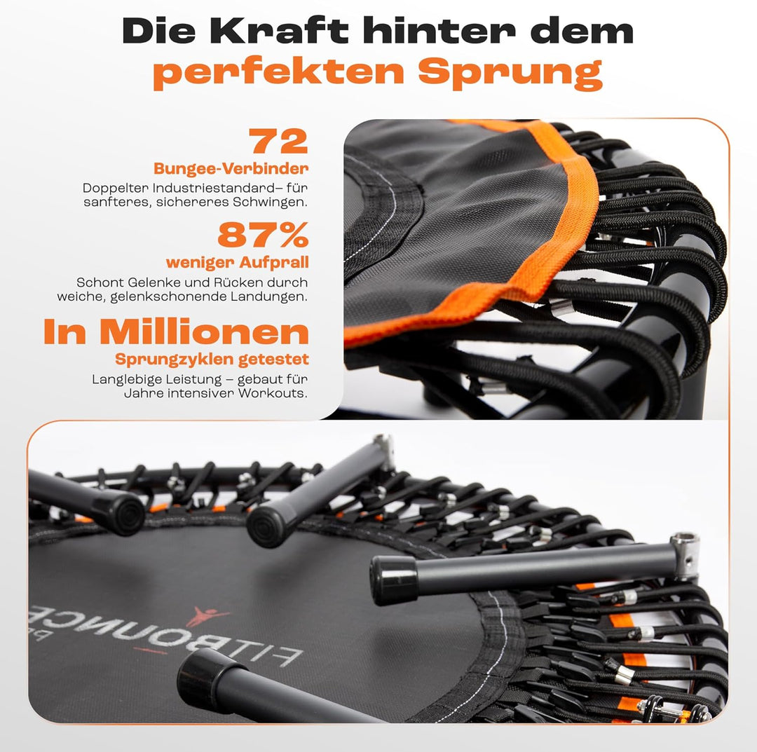 FIT BOUNCE PRO XL Bungee Rebounder ist ein klappbares geräuschloses orthopädisches Qualitäts Indoor