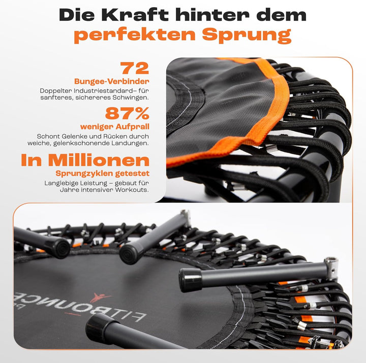 FIT BOUNCE PRO XL Bungee Rebounder ist ein klappbares geräuschloses orthopädisches Qualitäts Indoor