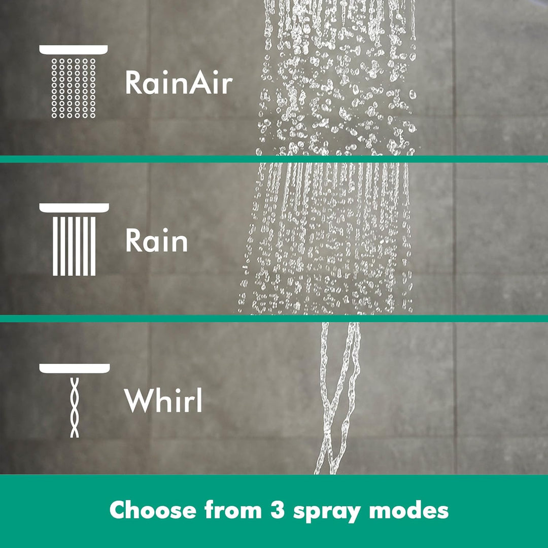 hansgrohe wassersparender Duschkopf Raindance Select S 120 (Regendusche, 3 Strahlarten), Polished Go