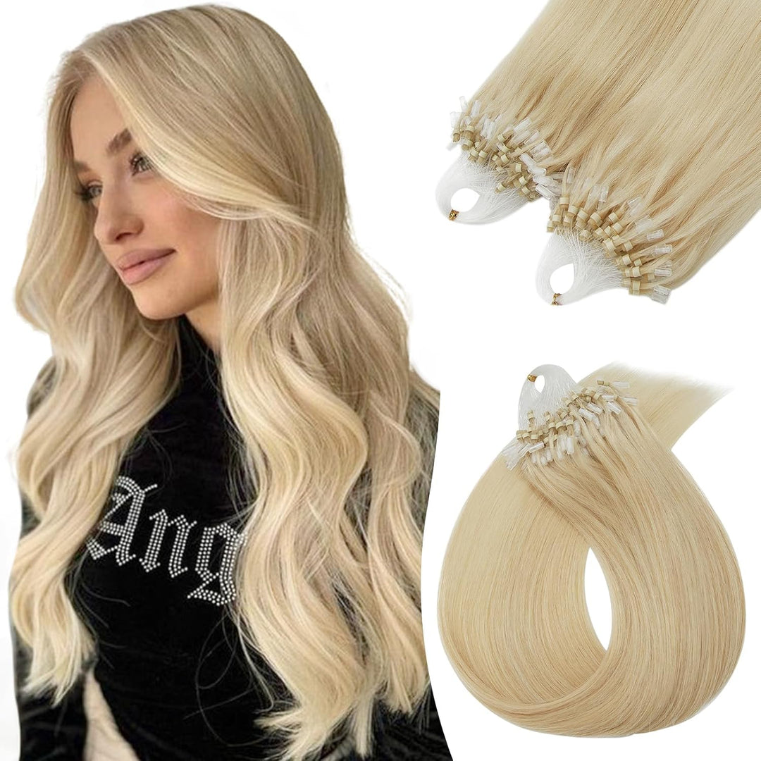 Echthaar Extensions Microring Extensions Echthaar 0,5g/Strähne 100 Strähnen/Packung Weich Haarverlän