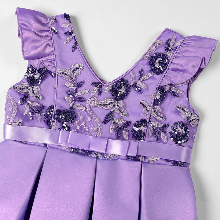 BUNNY LULU Mädchen Kleid mit schräger Schulter, Brautjungfer, Hochzeit, Prinzessin, Kinder, Schleife