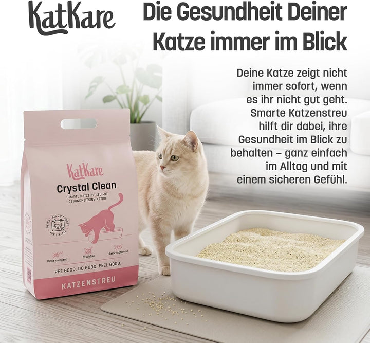Crystal Clean – Smarte Katzenstreu mit Gesundheitsindikator – 1 Beutel/Monat pro Katze – Silikat -St