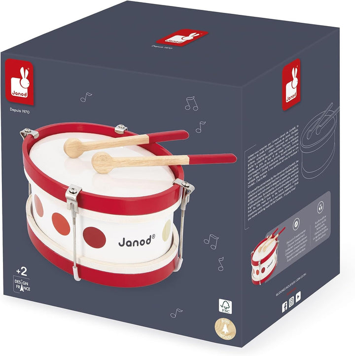 Janod - My First Confetti Holz-Trommel, Kinder-Musikinstrument, Spielzeugnachbildung und Spielzeug f