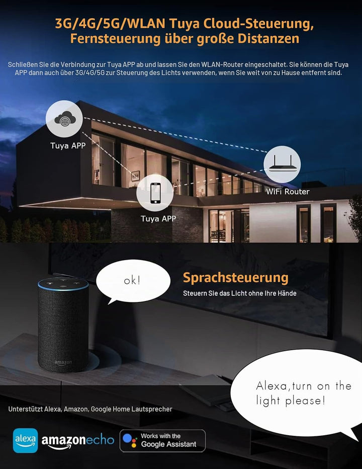 230V Dimmer mit Wifi + Funk + Push-Dim, TRIAC, universell einstellbar für LED mit Phasenan- oder Pha