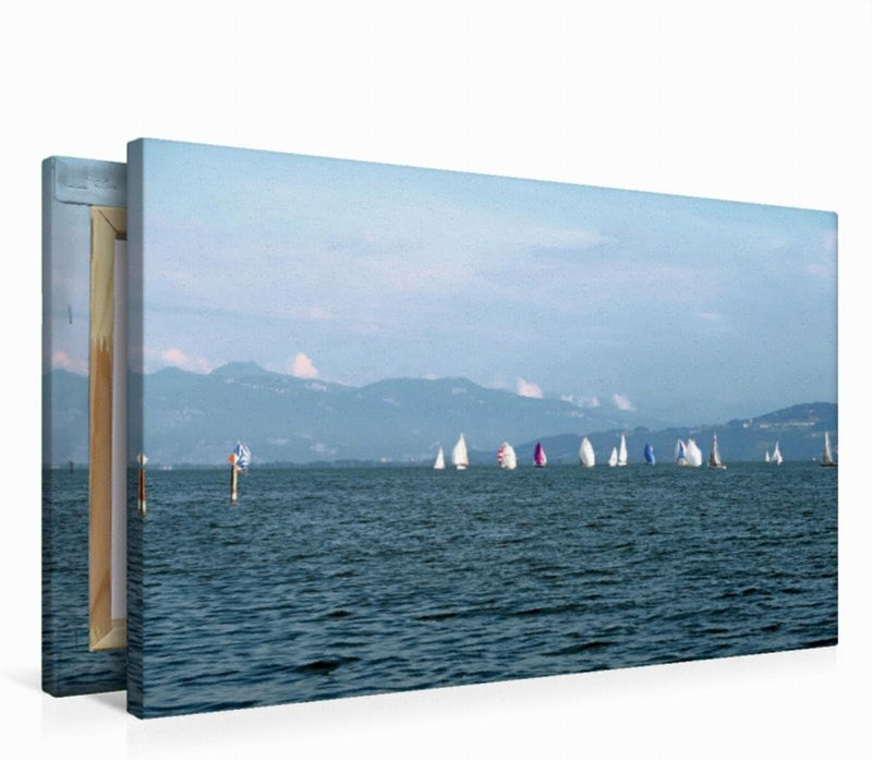 Premium Textil-Leinwand 75 x 50 cm Quer-Format Obersee Pokal Regatta | Wandbild, HD-Bild auf Keilrah